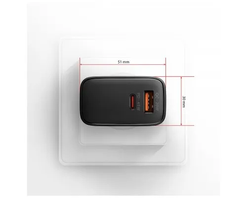 Зарядний пристрій AXAGON 1xUSB QC4.0 + 1xUSB-C PD45W PPS black (ACU-PQ45)