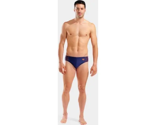 Плавки Arena Double Graphic Swim Briefs 010951-705 темно-синій, помаранчевий 80 (3468337766308)