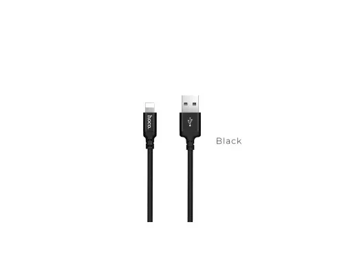 Дата кабель USB 2.0 AM to Lightning 2.0m 2A nylon X14 black HOCO (6957531062882)