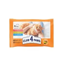 Вологий корм для кішок Club 4 Paws Premium з індичкою, кроликом і ягням 4х85 г (4820269145825)