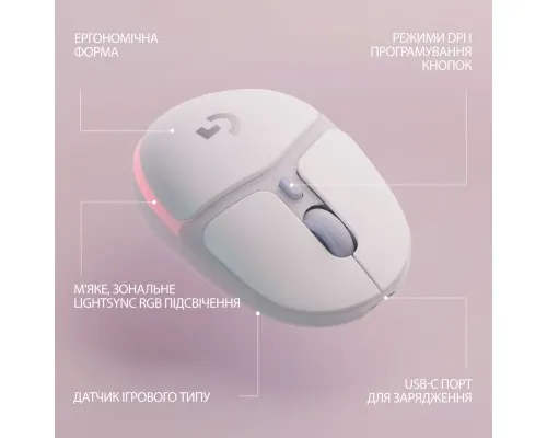 Мишка Logitech G705 Gaming Wireless/Bluetooth White (910-006367)