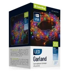 Гірлянда ColorWay LED 200 20 м (8 режимів) різнокольорова (прозорий кабель) USB (CW-G-200L20UTMC)
