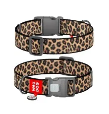 Нашийник для тварин WAUDOG Nylon з QR адресником "Леопард" пластиковий фастекс XL (283-4066)