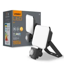 Прожектор Videx F3 20W 5000K з датчиком руху 220V Black (VLE-F3-0205B-S)