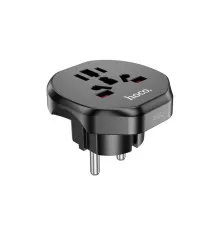 Перехідник Universal adapter US/UK/AU to EU bkack HOCO (6931474791511)