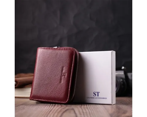 Гаманець ST Leather З натуральної шкіри Бордовий (22551)