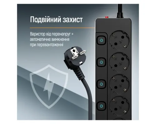 Мережевий фільтр живлення ColorWay CW-PSEA55SBK 5 розеток5м (CW-PSEA55SBK)