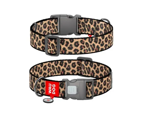 Нашийник для тварин WAUDOG Nylon з QR адресником "Леопард" пластиковий фастекс XXL (284-4066)