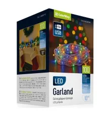 Гірлянда ColorWay LED 100 10м (8 функцій) різнокольорова (прозорий кабель) USB (CW-G-100L10UTMC)