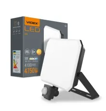 Прожектор Videx F3 50W 5000K з датчиком руху 220V Black (VLE-F3-0505B-S)