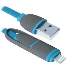 Дата кабель USB10-03BP USB - Micro USB/Lightning, blue, 1m Defender (87487)