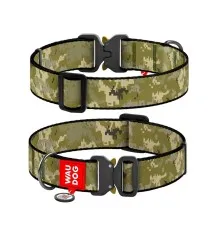 Нашийник для тварин WAUDOG Nylon з QR-паспортом "Мілітарі" металевий фастекс M (286-4026)