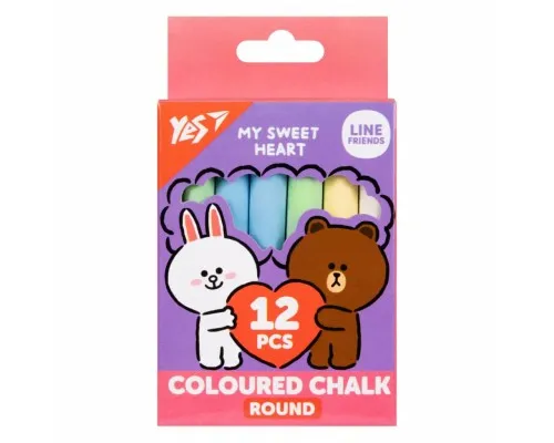 Крейда Yes кольорова Line Friends 12 шт кругла (400516)
