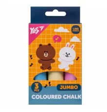 Крейда Yes кольорова Line Friends 3 шт JUMBO (400491)