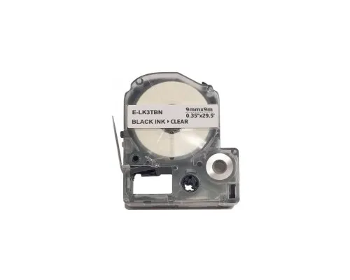 Стрічка для принтера етикеток UKRMARK E-K3TBN, 9мм х 9м, black on transparent, сумісна з LK-3TBN (900856)