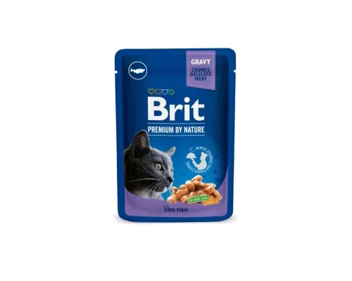 Вологий корм для кішок Brit Premium Cat Pouches with Cod Fish 100 г (8595602506002)