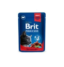 Вологий корм для кішок Brit Premium Cat Pouches with Beef Stew&Peas 100 г (8595602505982)