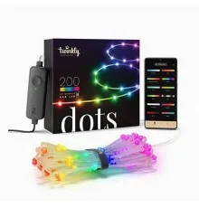 Гірлянда Twinkly Smart LED Dots 200 RGB LED Lights String, Clear Wire, Plug, IP44 10м (TWD200STP-TEU)