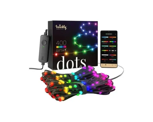Гірлянда Twinkly Smart LED, Dots 400 RGB LED Lights String Black Wire Plug IP44 20м (TWD400STP-BEU)