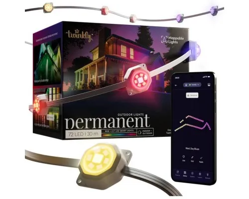 Гірлянда Twinkly Smart LED Permanent Light 72 RGB LED String, White Wire, Plug F, IP65 (TWPL072STP-TEU)