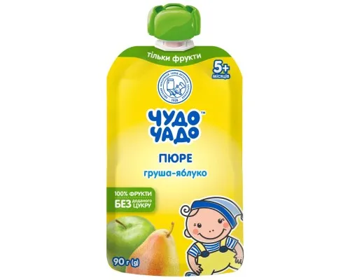 Дитяче пюре Чудо-Чадо груша-яблуко без цукру 90 г (4820016253612)