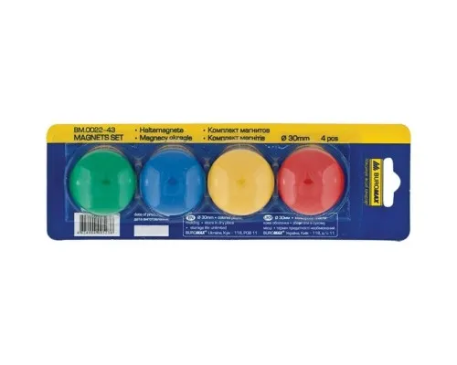 Магніт Buromax 30mm, set 4pcs, blister (BM.0022-43)