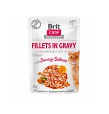 Вологий корм для кішок Brit Care Cat pouch 85 г (пікантний лосось у соусі) (8595602540525)