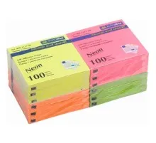 Папір для нотаток Buromax with adhesive layer 76х76мм, 100sheets, NEON colors (BM.2312-98)