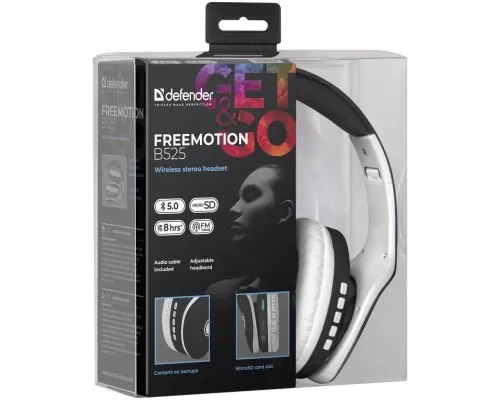 Навушники Defender FreeMotion B525 Bluetooth White-Black (63525)