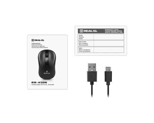 Мишка REAL-EL RM-450W Wireless/Bluetooth Black/Gray (EL123200046)