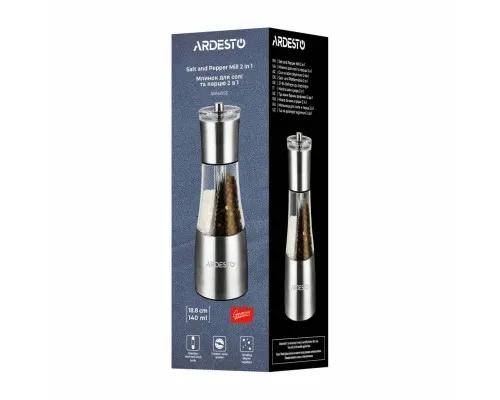 Млинок для спецій Ardesto Gemini, 140мл, акрил, нержавіюча сталь, прозорий (AR1419SS)