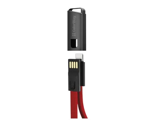Дата кабель USB 2.0 AM to Lightning 0.22m red ColorWay (CW-CBUL021-RD)