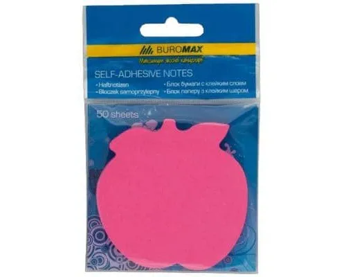 Папір для нотаток Buromax with adhesive layer "Apple", 50 sheets, NEON colors mix (BM.2360-99)