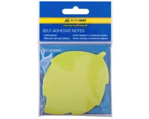 Папір для нотаток Buromax with adhesive layer "Leaf", 50 sheets, NEON colors mix (BM.2367-99)