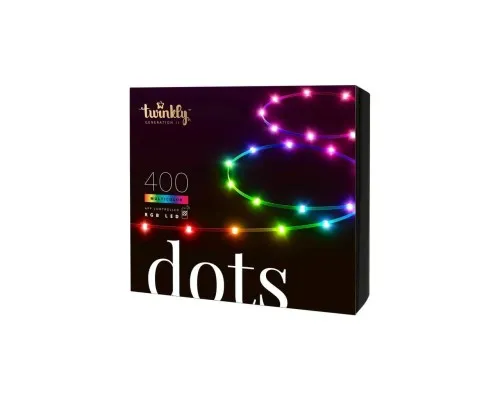 Гірлянда Twinkly Smart LED, Dots 400 RGB LED Lights String Black Wire Plug IP44 20м (TWD400STP-BEU)
