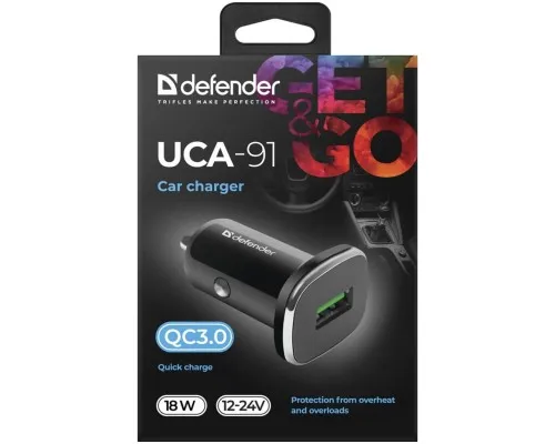 Зарядний пристрій Defender 1xUSB 18W (USB-A) QC3.0 3А UCA-91 (83830)