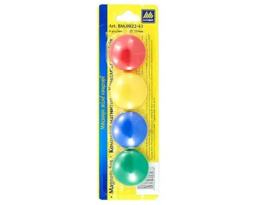 Магніт Buromax 30mm, set 4pcs, blister (BM.0022-43)