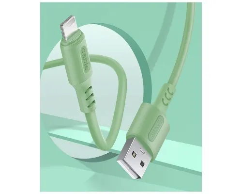 Дата кабель USB 2.0 AM to Lightning 1.0m soft silicone green ColorWay (CW-CBUL042-GR)