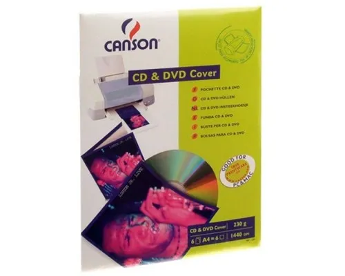 Папір Canson для CD/ DVD, конверт, 230г, A4, 6ст (872853)