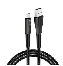 Дата кабель USB 2.0 AM to Type-C 1.0m zinc alloy + led black ColorWay (CW-CBUC035-BK)