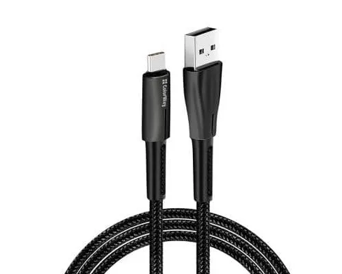 Дата кабель USB 2.0 AM to Type-C 1.0m zinc alloy + led black ColorWay (CW-CBUC035-BK)