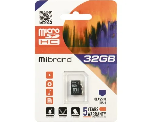 Карта памяті Mibrand 32GB microSDHC class 10 UHS-I (MICDHU1/32GB)