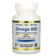 Жирні кислоти California Gold Nutrition Омега 800, Риб'ячий жир фармацевтичного якості, 1000 мг, 3 (CGN-01251)