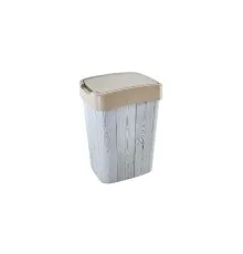 Контейнер для мусора Алеана Евро с декором крем/дерево 18 л (4823052309954)