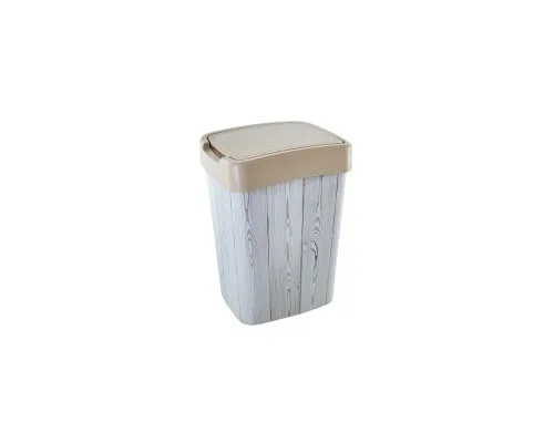 Контейнер для сміття Алеана Євро з декором крем/дерево 18 л (4823052309954)