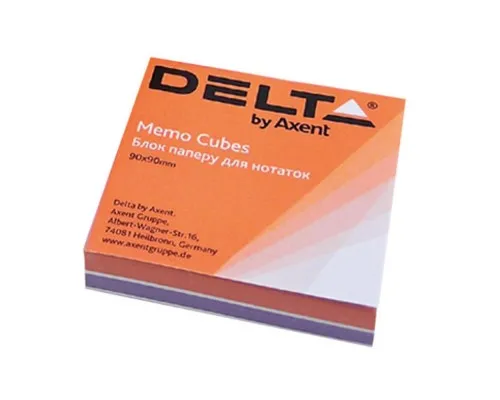 Папір для нотаток Delta by Axent COLOR 80Х80Х20мм, unglued (D8021)