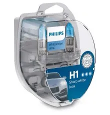 Автолампа Philips H1 WhiteVision Ultra +60%, 3700K, 2шт/блістер (12258WVUSM)