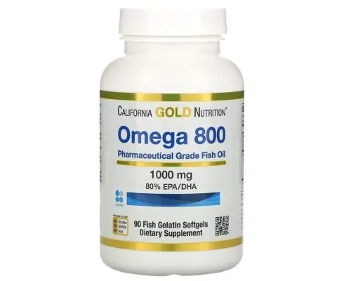 Жирные кислоты California Gold Nutrition Омега 800, Рыбий жир фармацевтического качества, 1000 мг, 9 (CGN-01266)