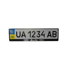 Рамка номерного знака CarLife з пластик об'ємними літерами AUDI (2шт) (24-001)