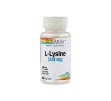 Амінокислота Solaray L-Лізин, L-Lysine, 500 мг, 60 капсул (SOR-04940)